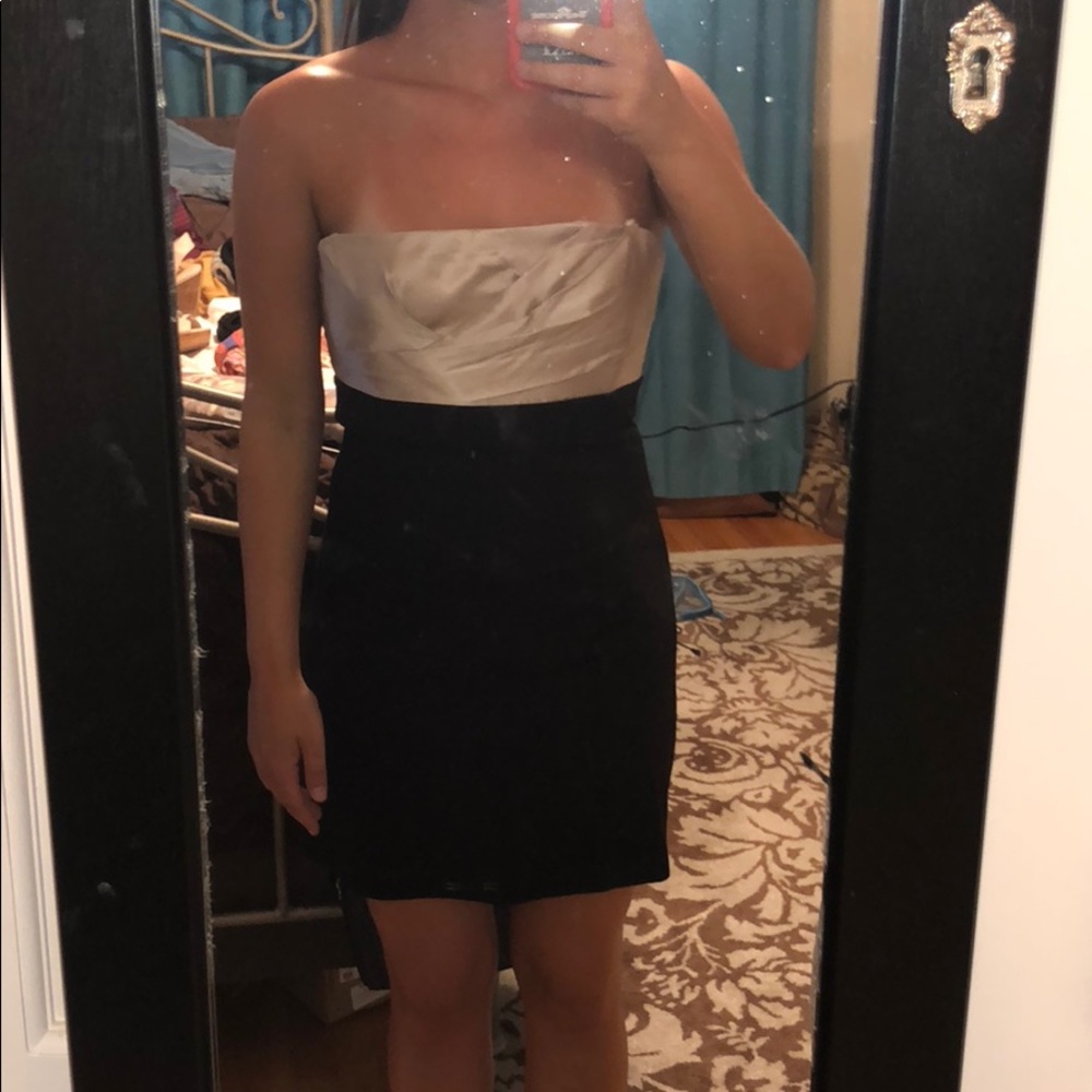 Strapless black and gold fitted dress